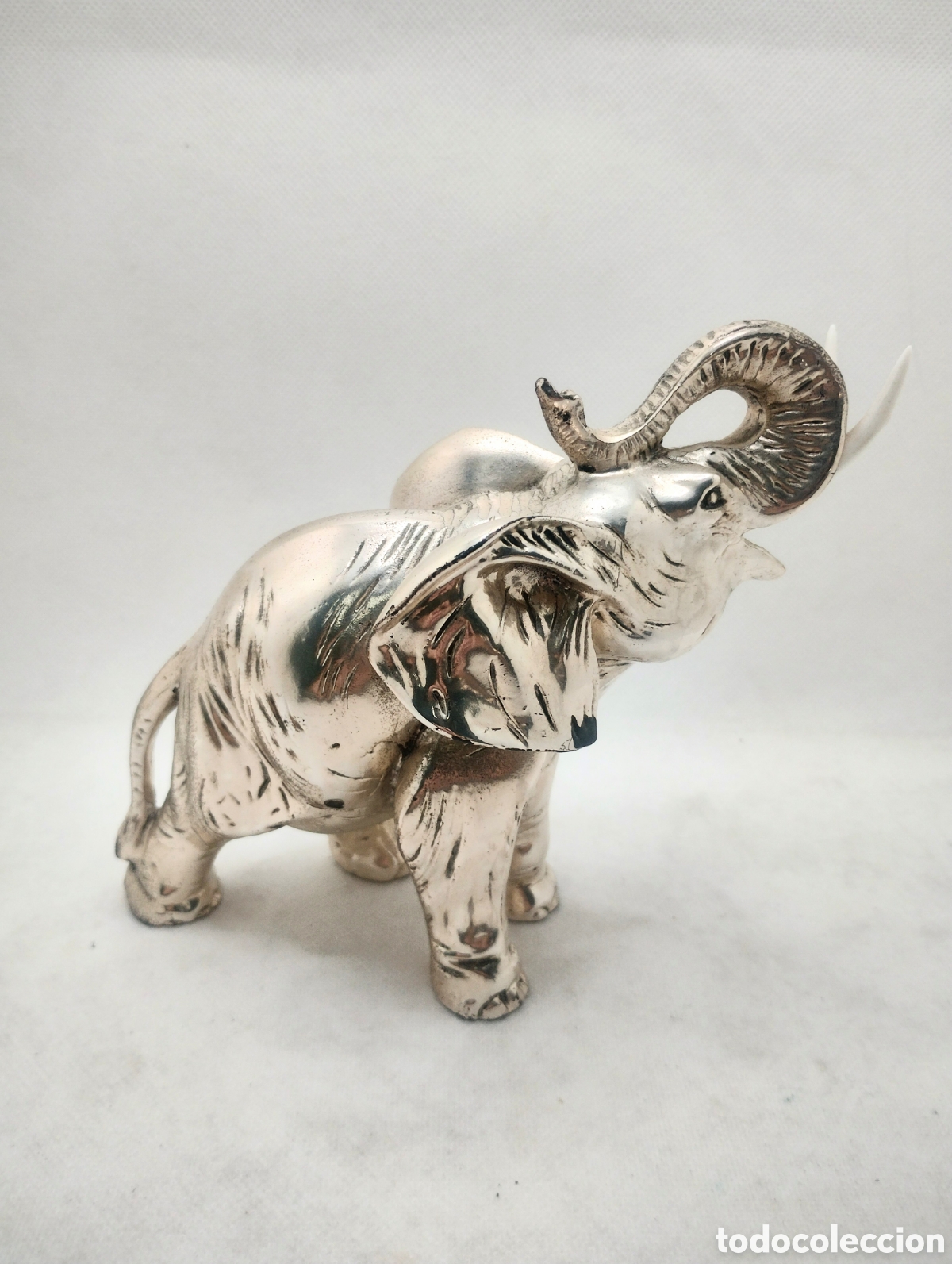 Vintage: Elefante plateado finales S. XX - Foto 3
