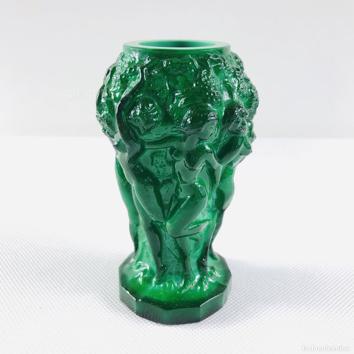 Vintage: Vendimia - jarr&oacute;n de cristal de malaquita por Curt Schlevogt de la colecci&oacute;n Ingrid - Checa A&ntilde;os 30