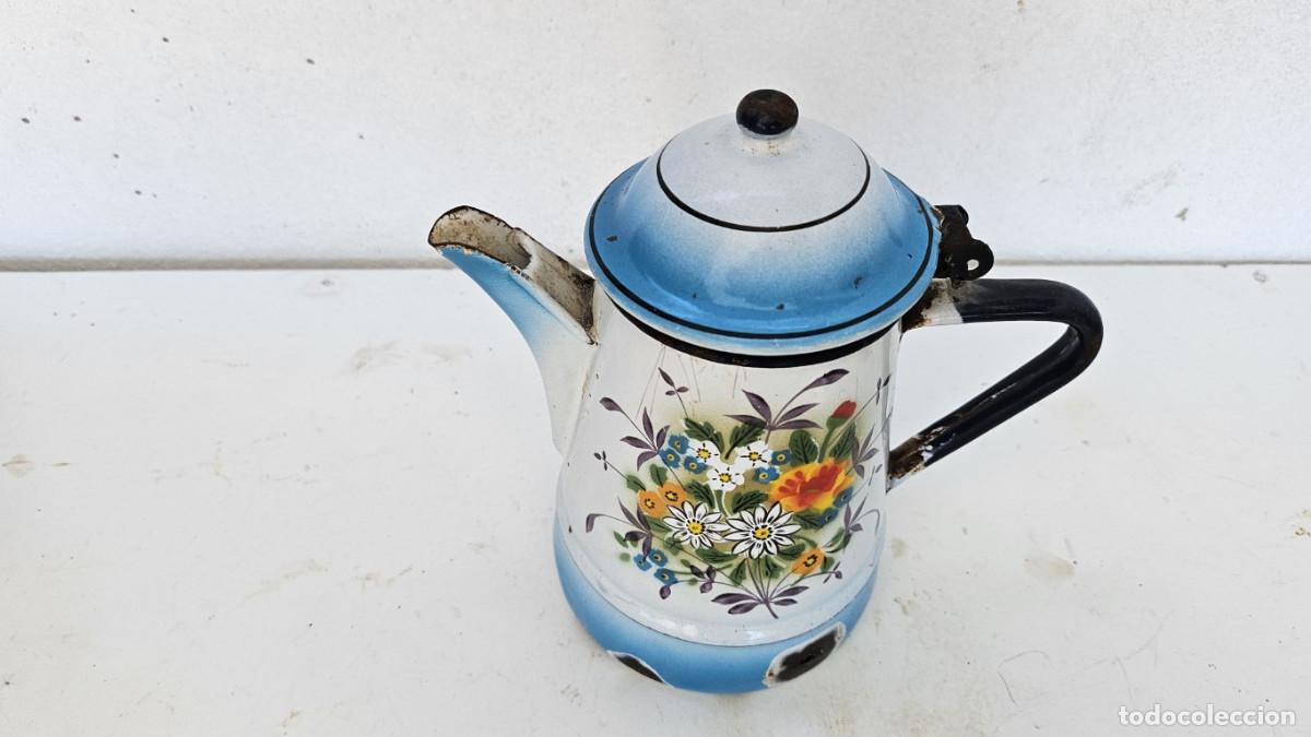Vintage: tetera de hierro blanca con dibujos - Foto 2