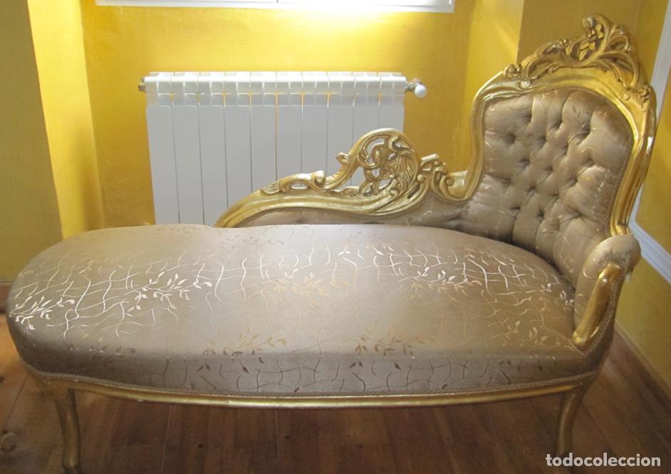Vintage: Antigua Chaise longe div&aacute;n madera dorada - Foto 1