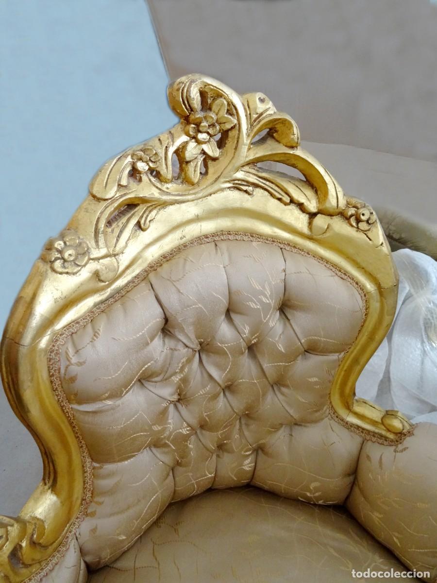 Vintage: Antigua Chaise longe div&aacute;n madera dorada - Foto 2