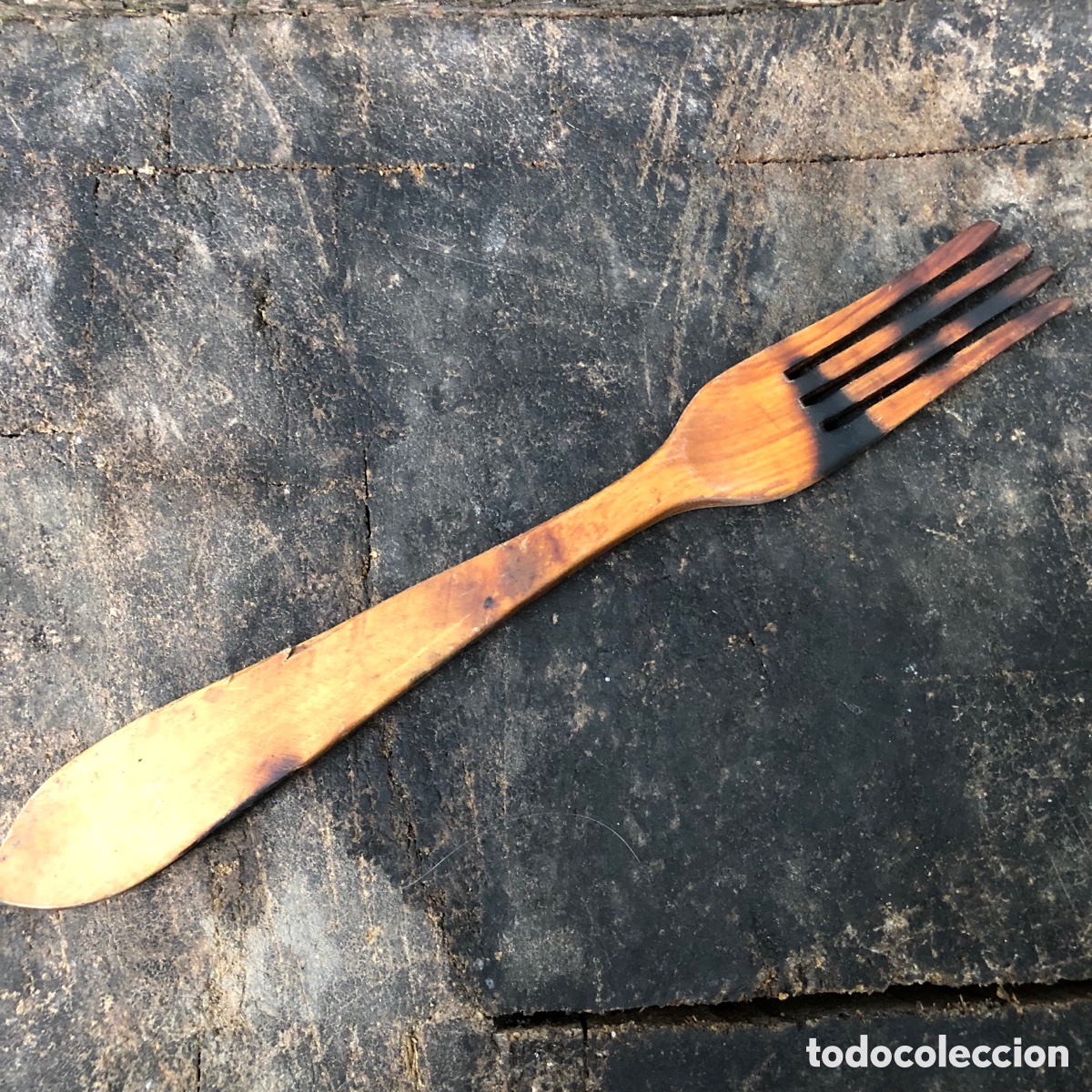 Vintage: ANTIGUO GRANDE TENEDOR DE MADERA DE COCINAR