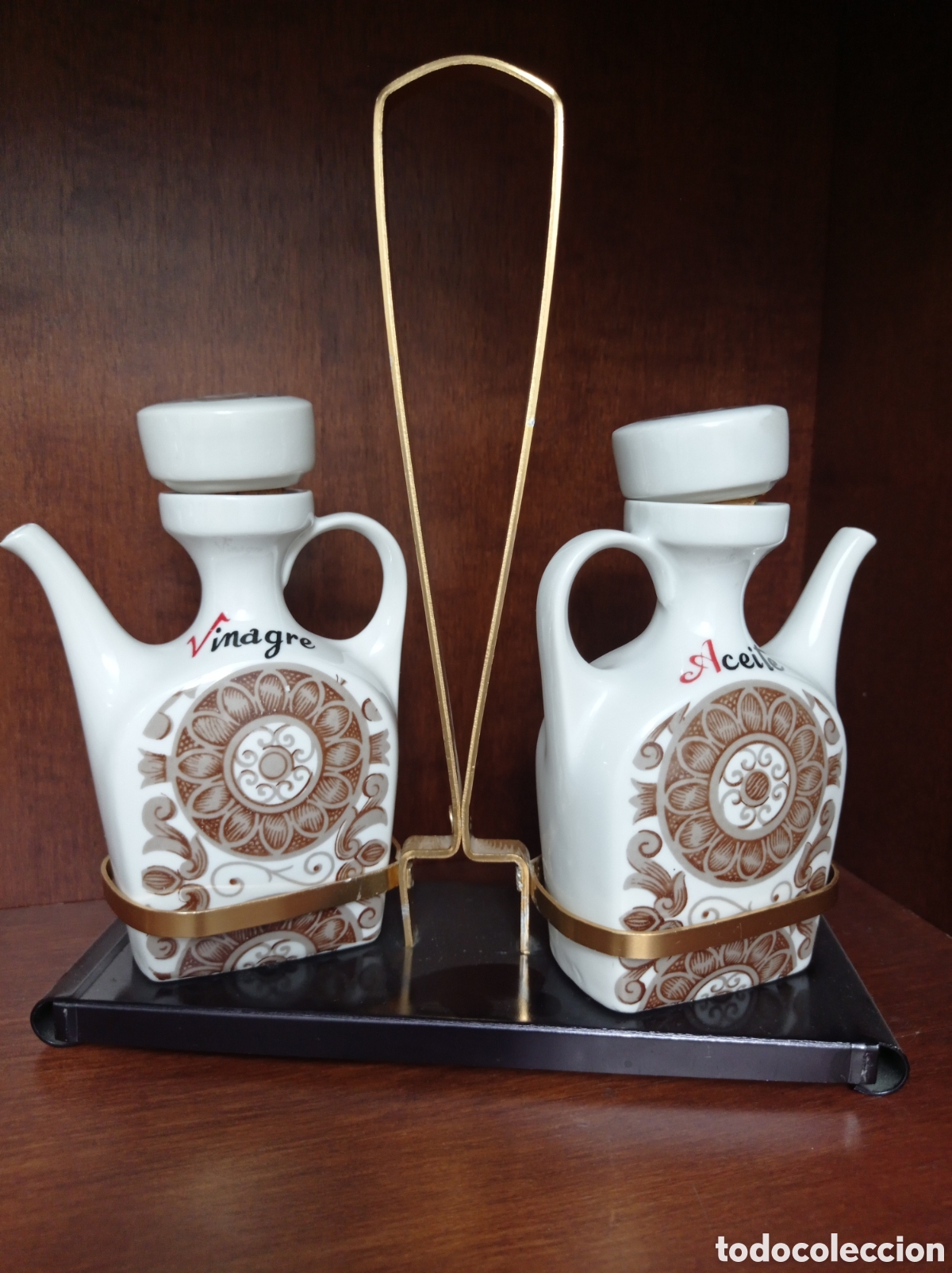 Vintage: Juego de vinagrera y aceitera con soporte. - Foto 1