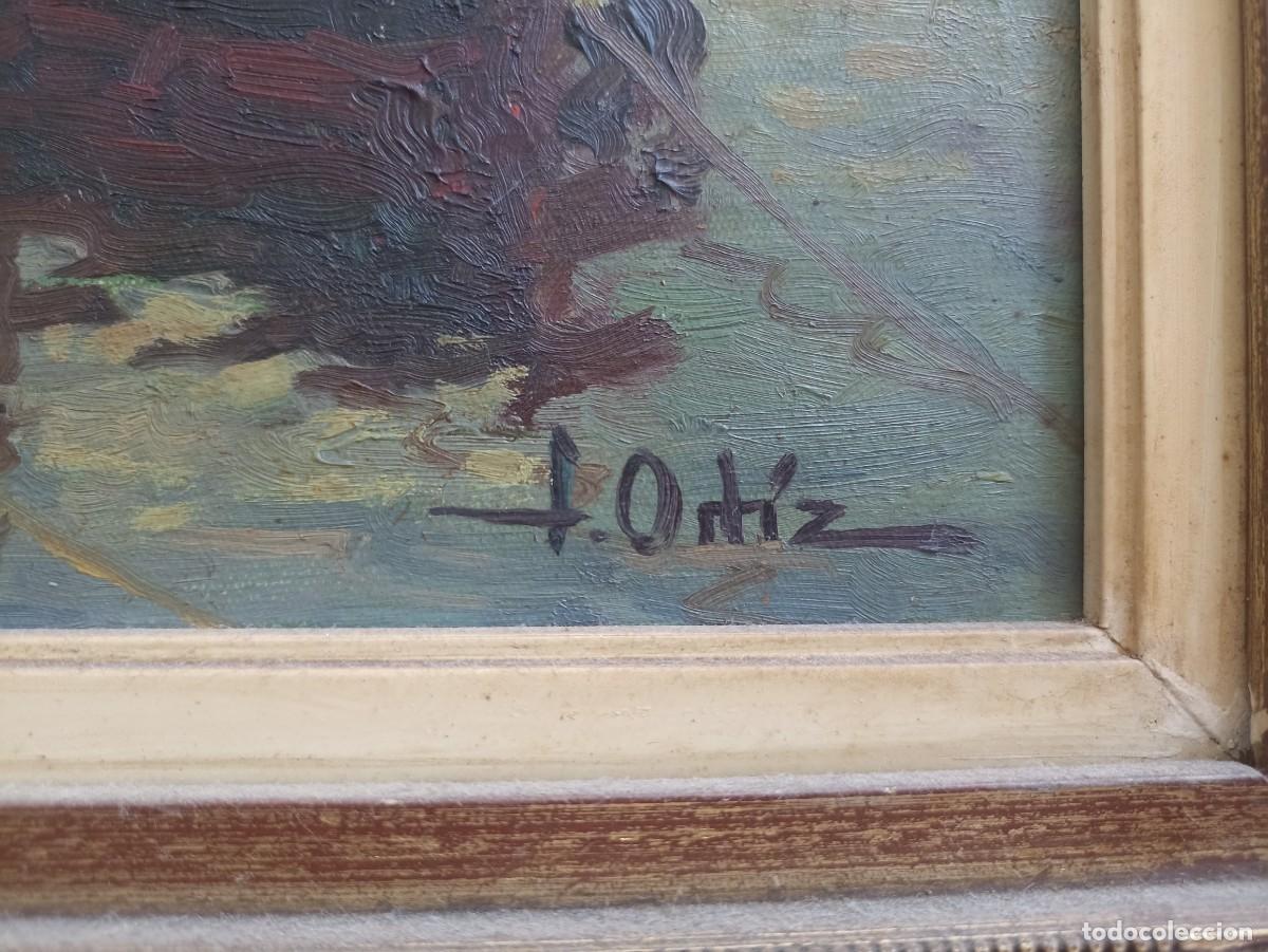 Vintage: CUADRO OLEO SOBRE LIENZO BARCAS FIRMA - Foto 3