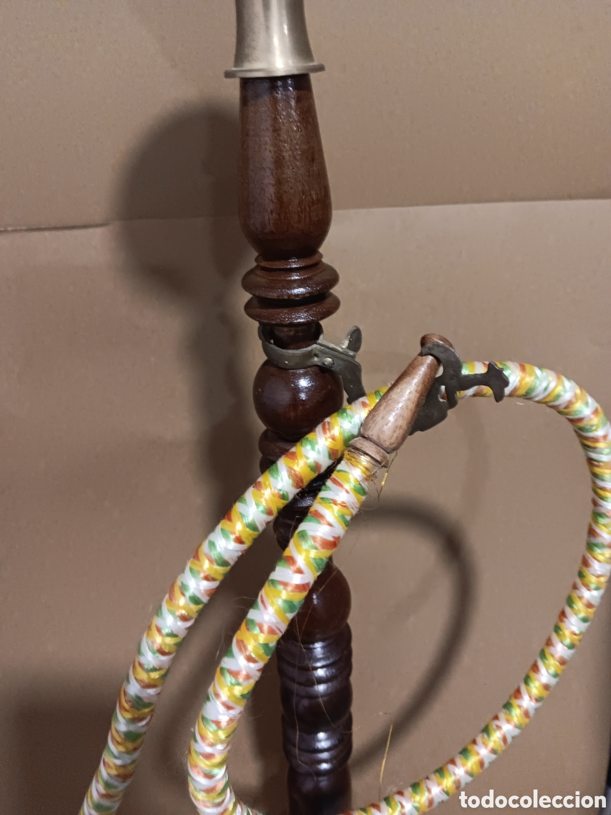 Vintage: Cachimba de madera y lat&oacute;n. Decoraci&oacute;n 60 cm. - Foto 4