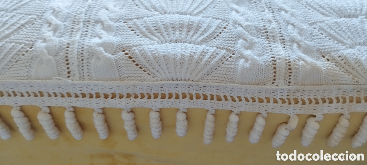 Vintage: Colcha de perl&eacute; hecha a mano color blanco - Foto 4
