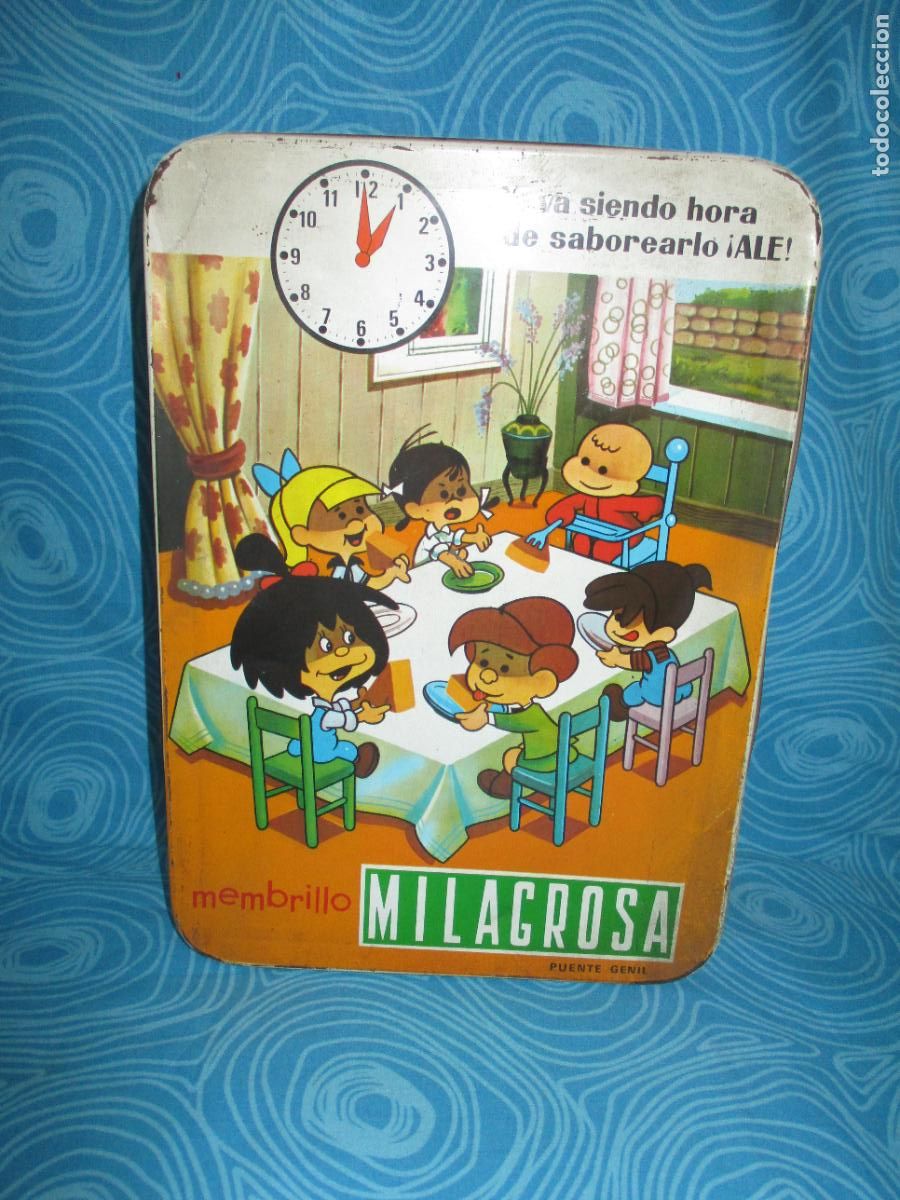 Vintage: ANTIGUA CAJA LATA DULCE DE MEMBRILLO MILAGROSA, LITOGRAFIA FAMILIA TELERIN