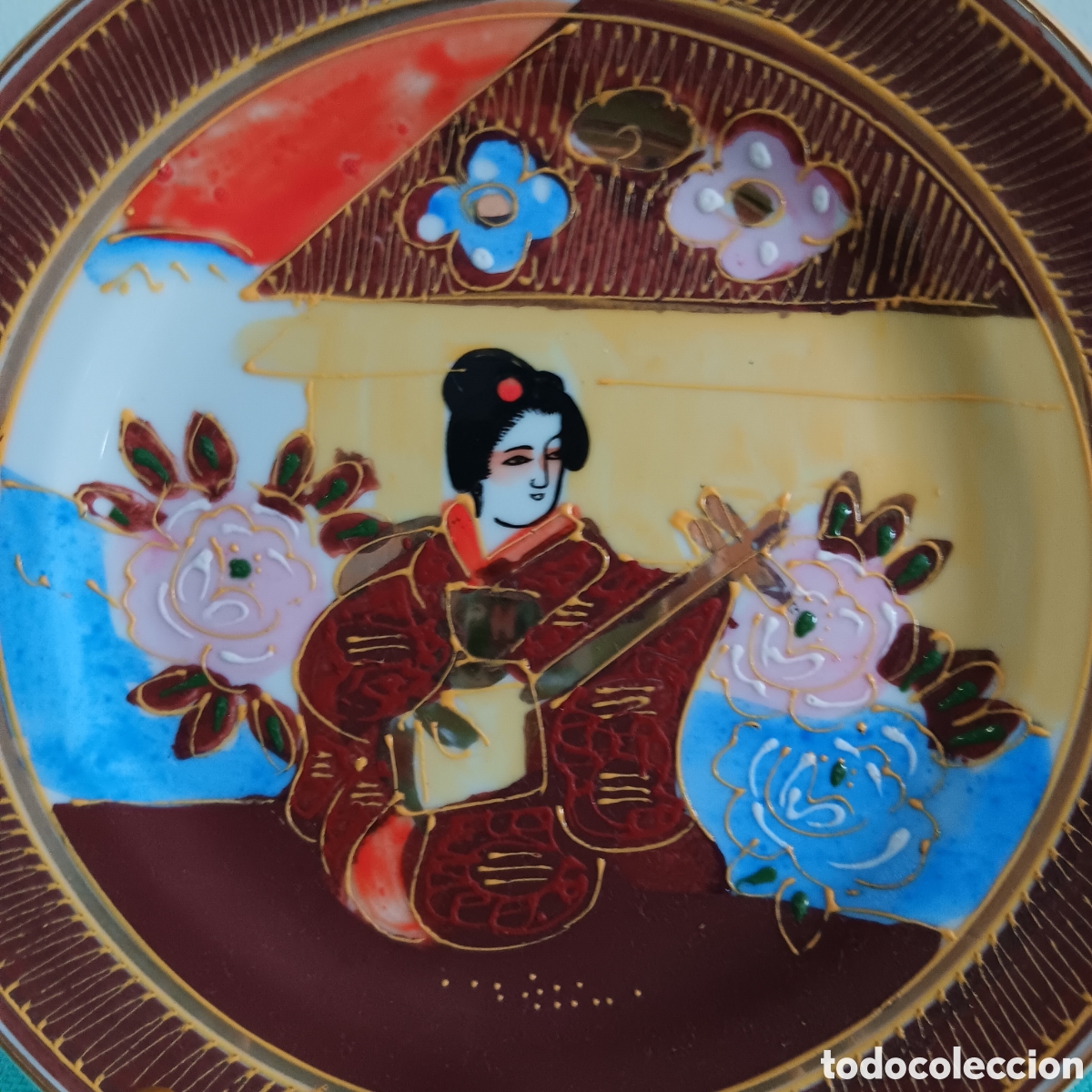 Vintage: Plato oriental pintado a mano - Foto 2