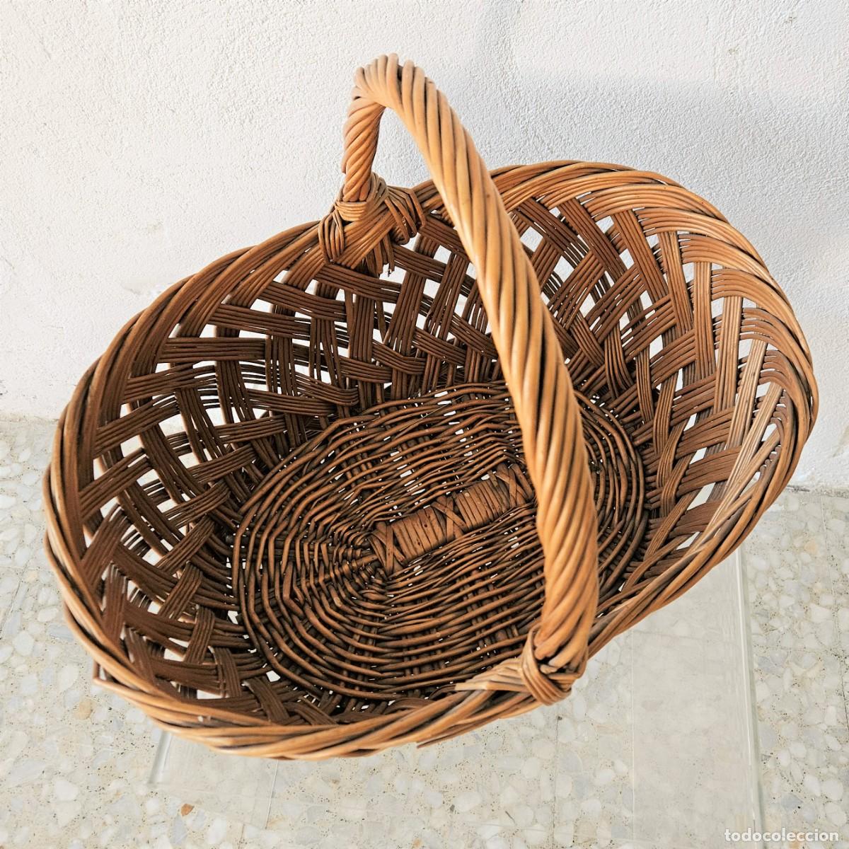Vintage: Cesta vintage de compras de mimbre. 1950 - 1960 - Foto 2