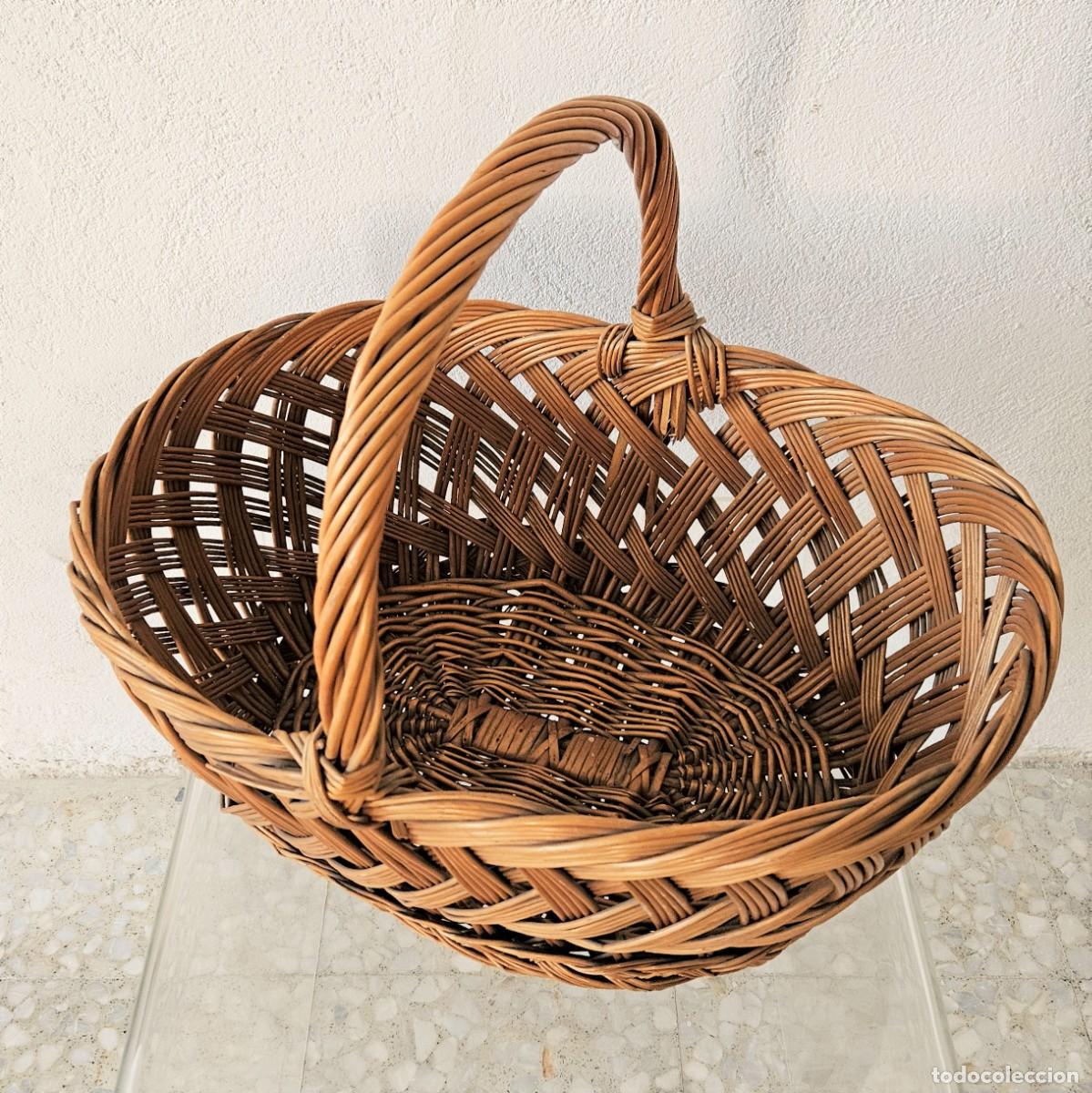Vintage: Cesta vintage de compras de mimbre. 1950 - 1960 - Foto 4