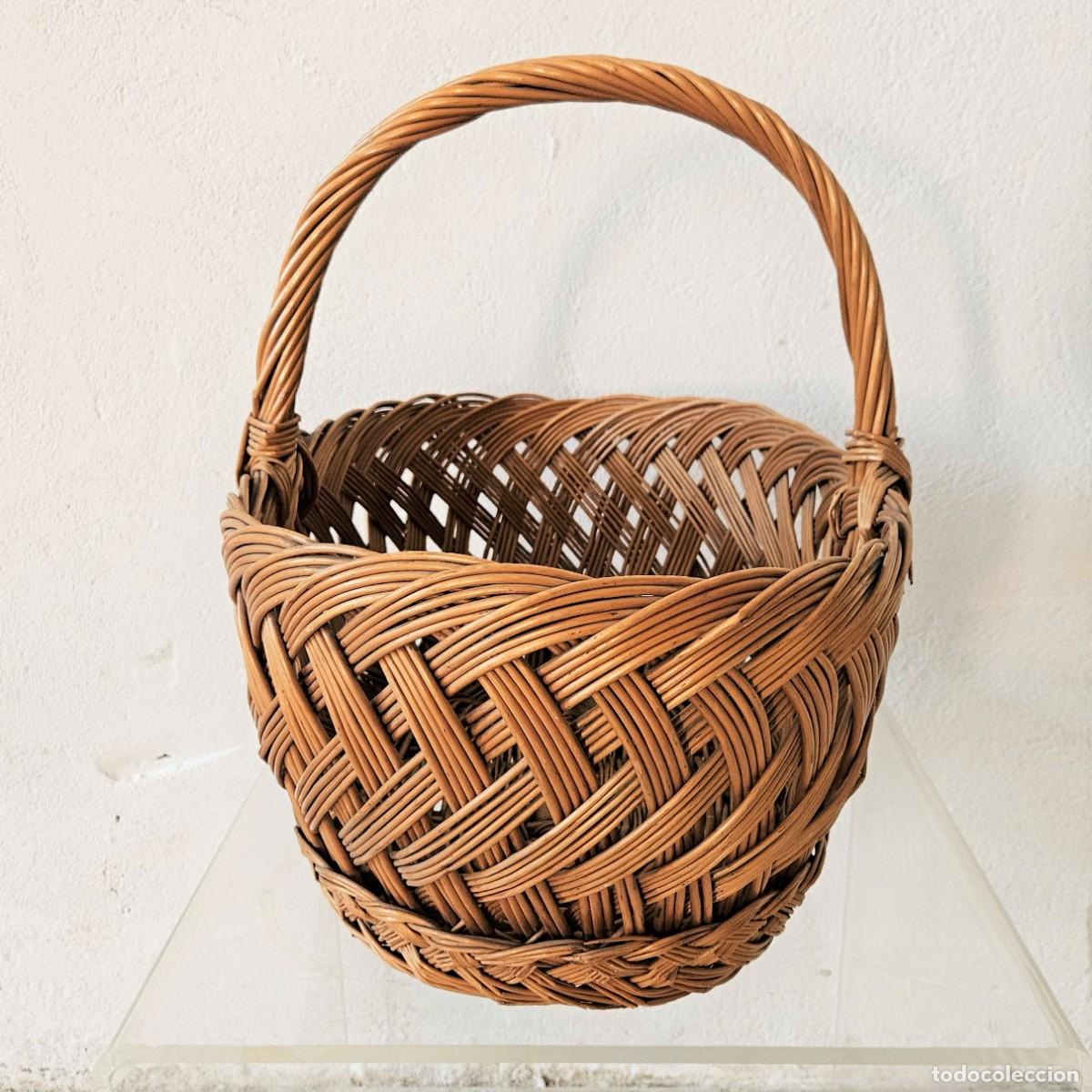 Vintage: Cesta vintage de compras de mimbre. 1950 - 1960 - Foto 5