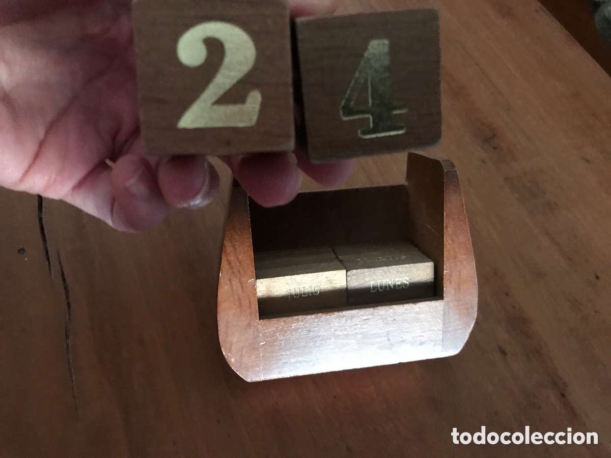 Vintage: Calendario de madera. Cubos calendario. - Foto 4