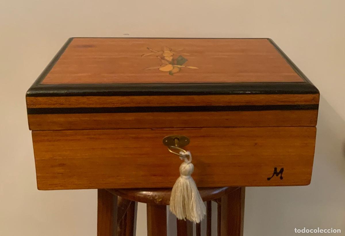 Vintage: ANTIGUO JOYERO DE MADERA HECHO A MANO - Foto 8