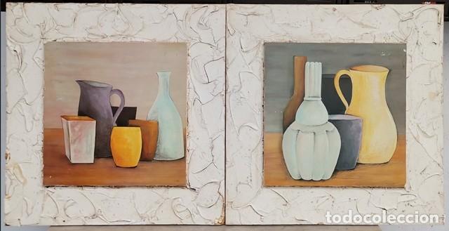 Vintage: DOS LAMINAS BARNIZADAS Y PEGADAS SOBRE DOBLE TABLA - CUADRO-869