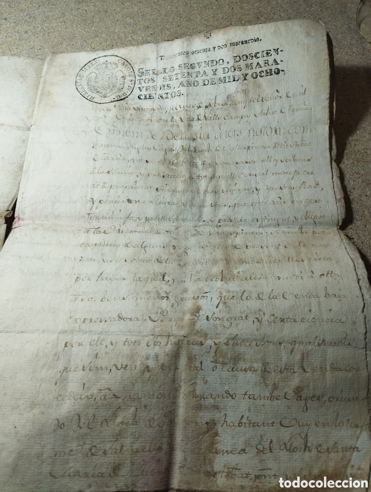 Vintage: Antigua Manuscrito de 179? de Carlos IV 272 maravedis