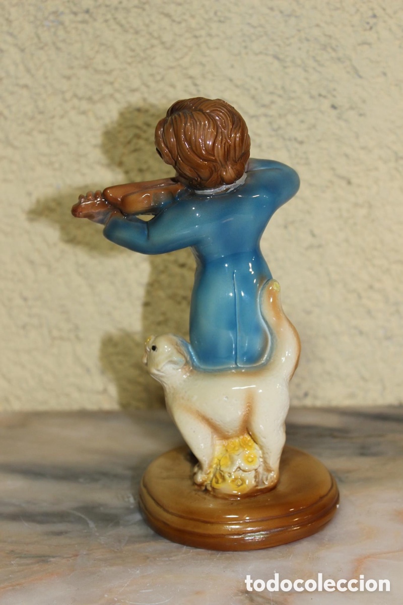 Vintage: Figurine de chico con violin y gato. - Foto 3
