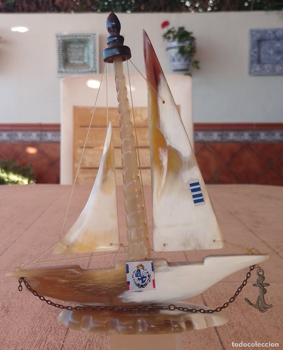 Vintage: Barco, Recuerdo de Uruguay en Asta de Toro - Foto 1