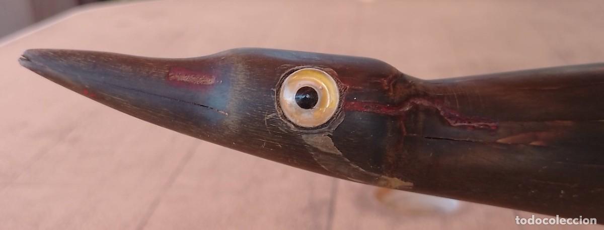 Vintage: P&aacute;jaro Tallado en Asta, Cuerno de Toro - Foto 7