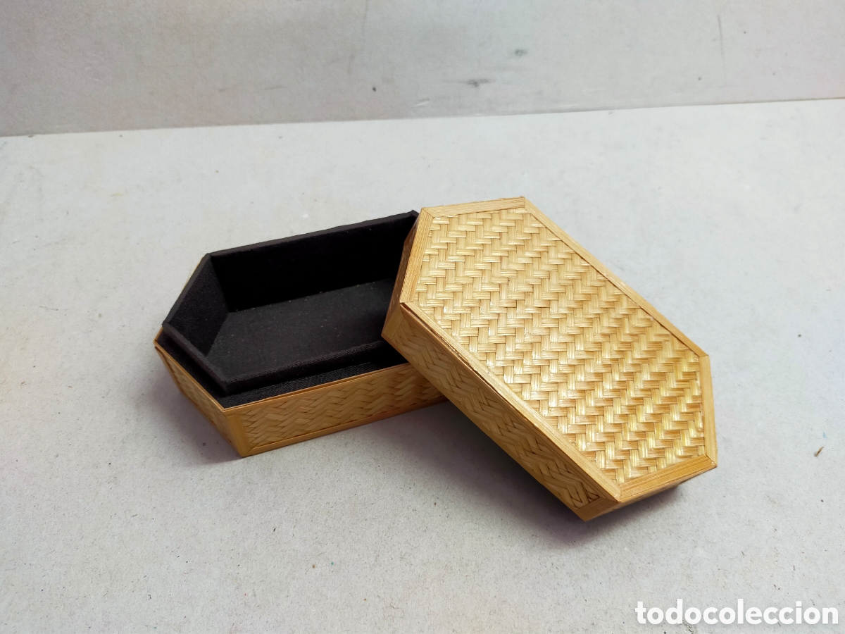 Vintage: CAJA DE RATAN, REALIZADA CON PAJA. HEXAGONAL IRREGULAR. - Foto 6