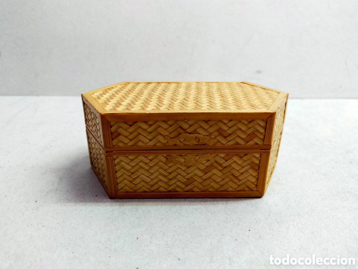 Vintage: CAJA DE RATAN, REALIZADA CON PAJA. HEXAGONAL IRREGULAR. - Foto 11