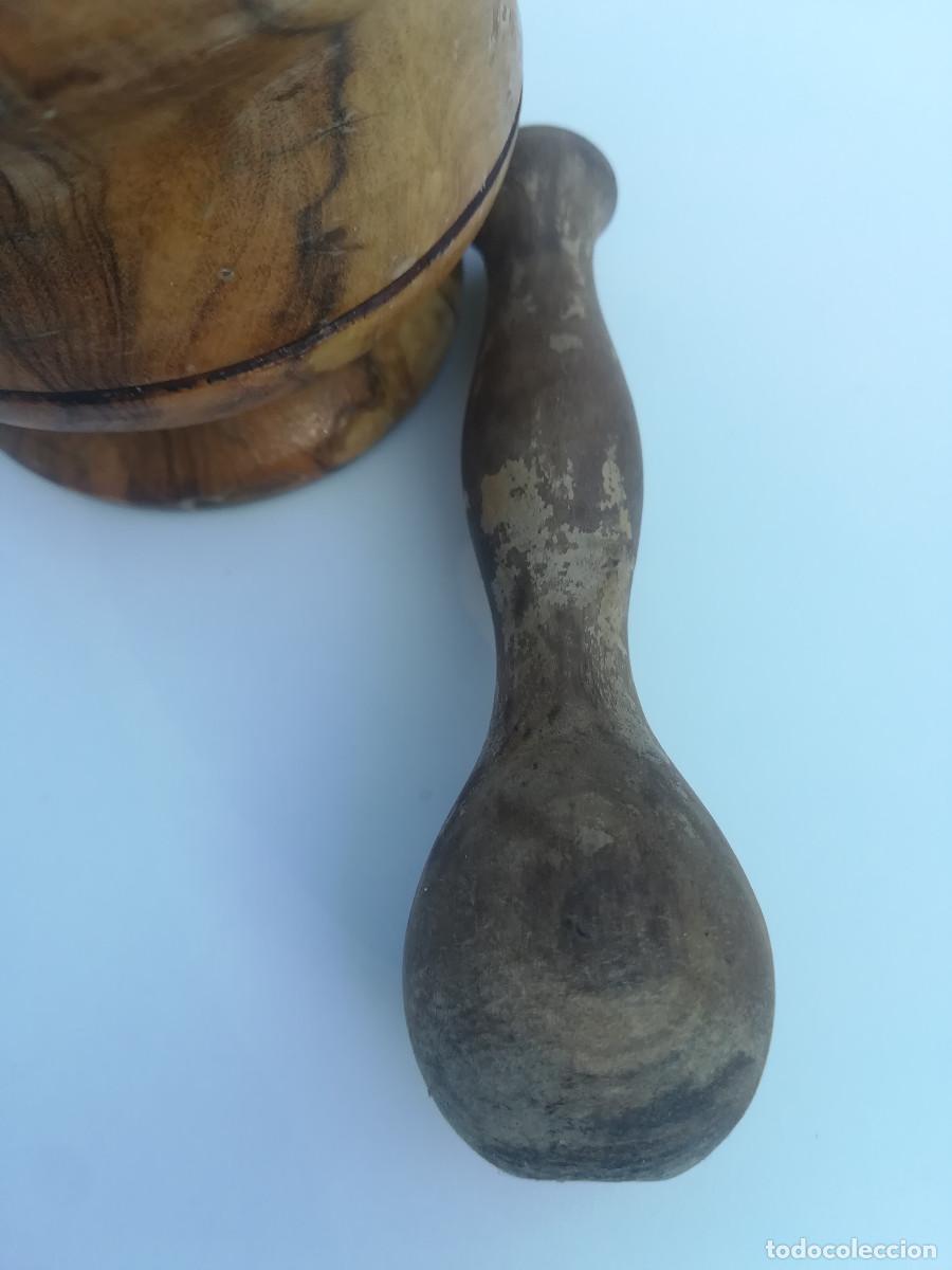Vintage: Mortero de madera de olivo con su pilon. - Foto 7