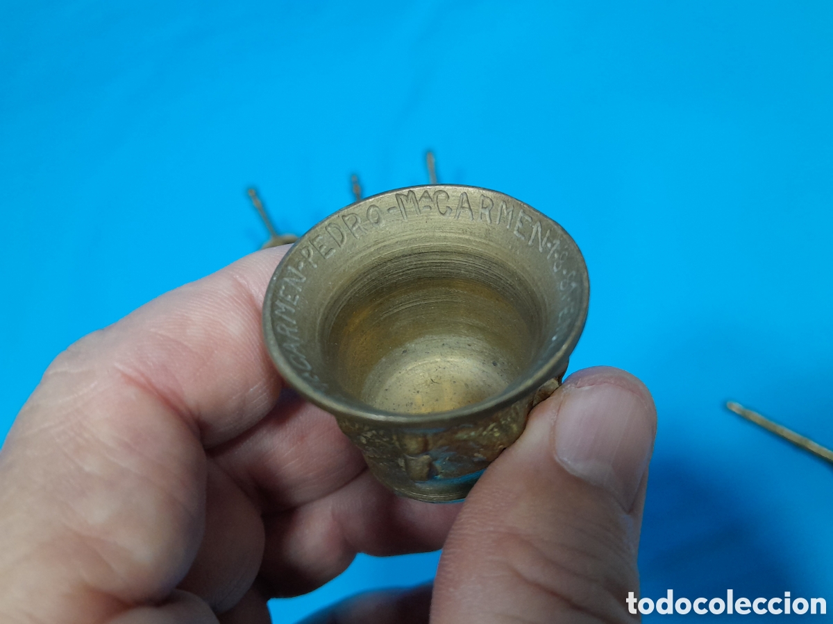 Vintage: LOTE DE 4 MINI ALMIREZ EN BRONCE O LAT&Oacute;N - Foto 4