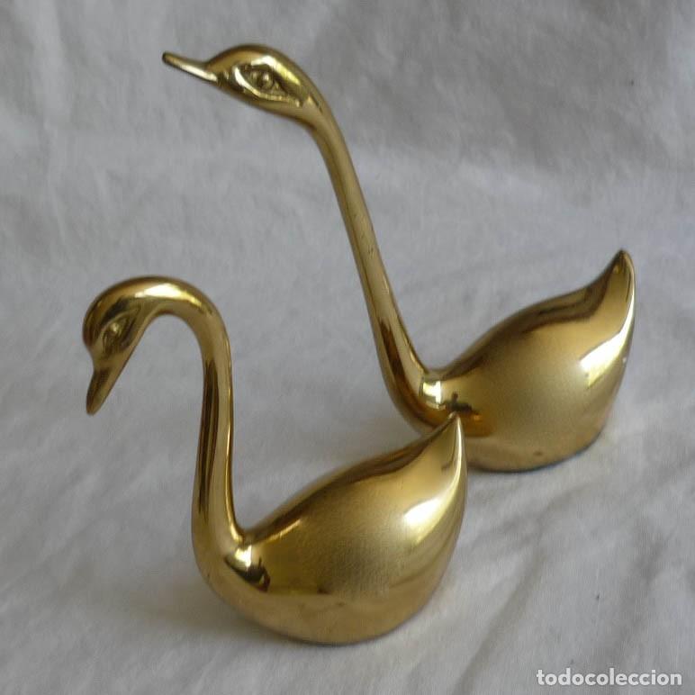 Vintage: Pareja de cisnes en bronce - Foto 1