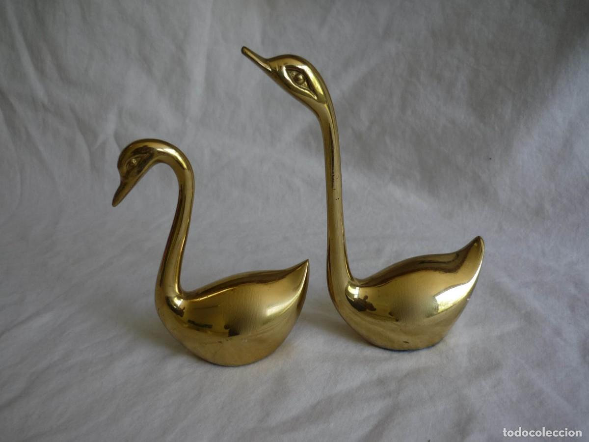 Vintage: Pareja de cisnes en bronce - Foto 2
