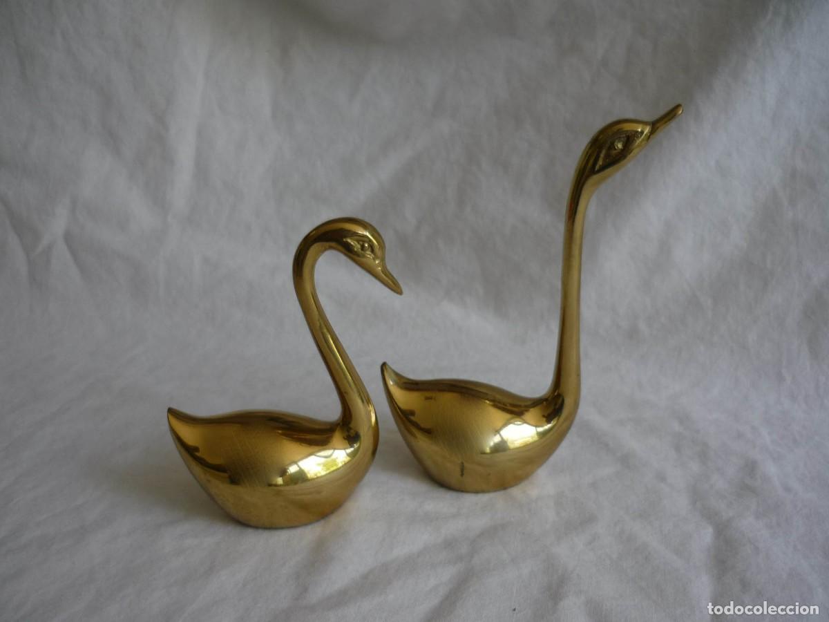 Vintage: Pareja de cisnes en bronce - Foto 4