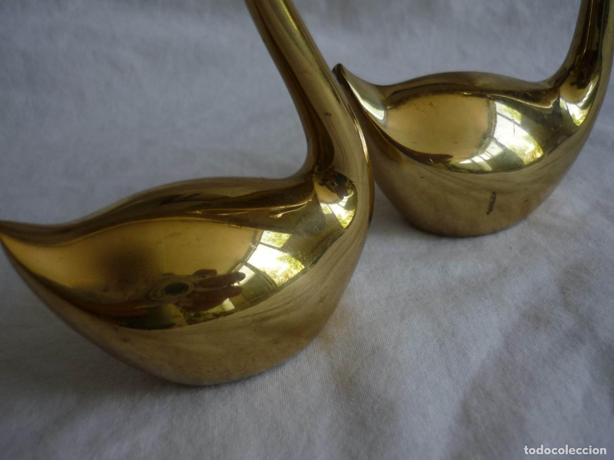 Vintage: Pareja de cisnes en bronce - Foto 5