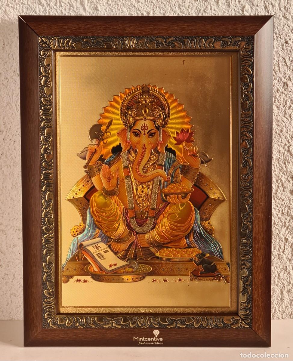 Vintage: Cuadro Figura Ganesha publicidad Viajes - Decoraci&oacute;n India Dios Elefante Hind&uacute;