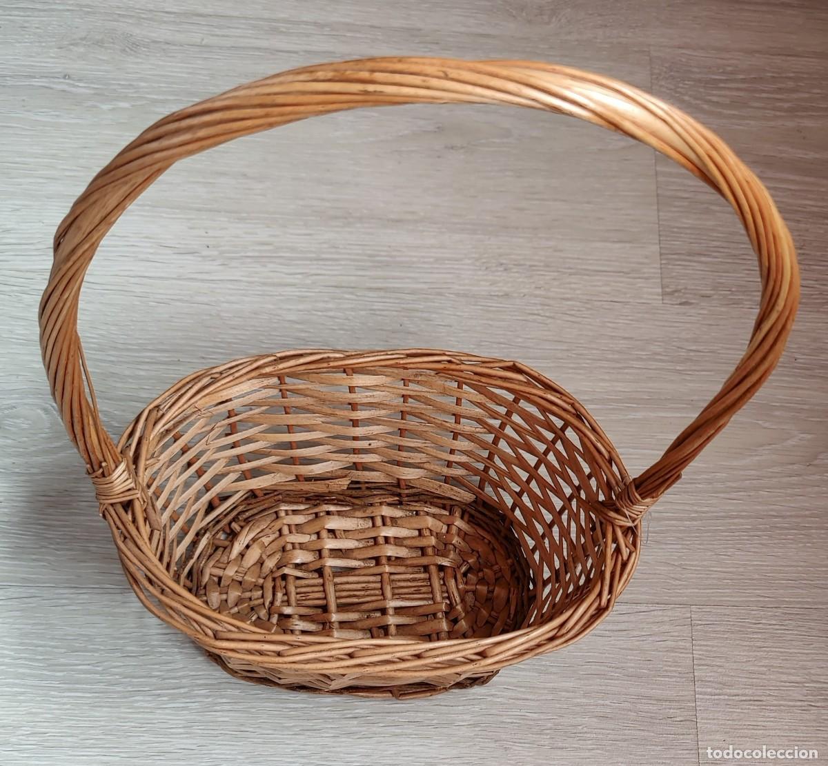 Vintage: Cesto de mimbre con asa llarga. Vintage. - Foto 7