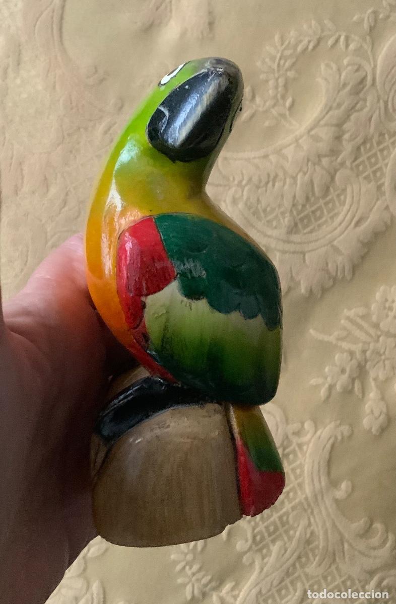Vintage: LORO DE MADERA TALLADO Y PINTADO A MANO - Foto 7