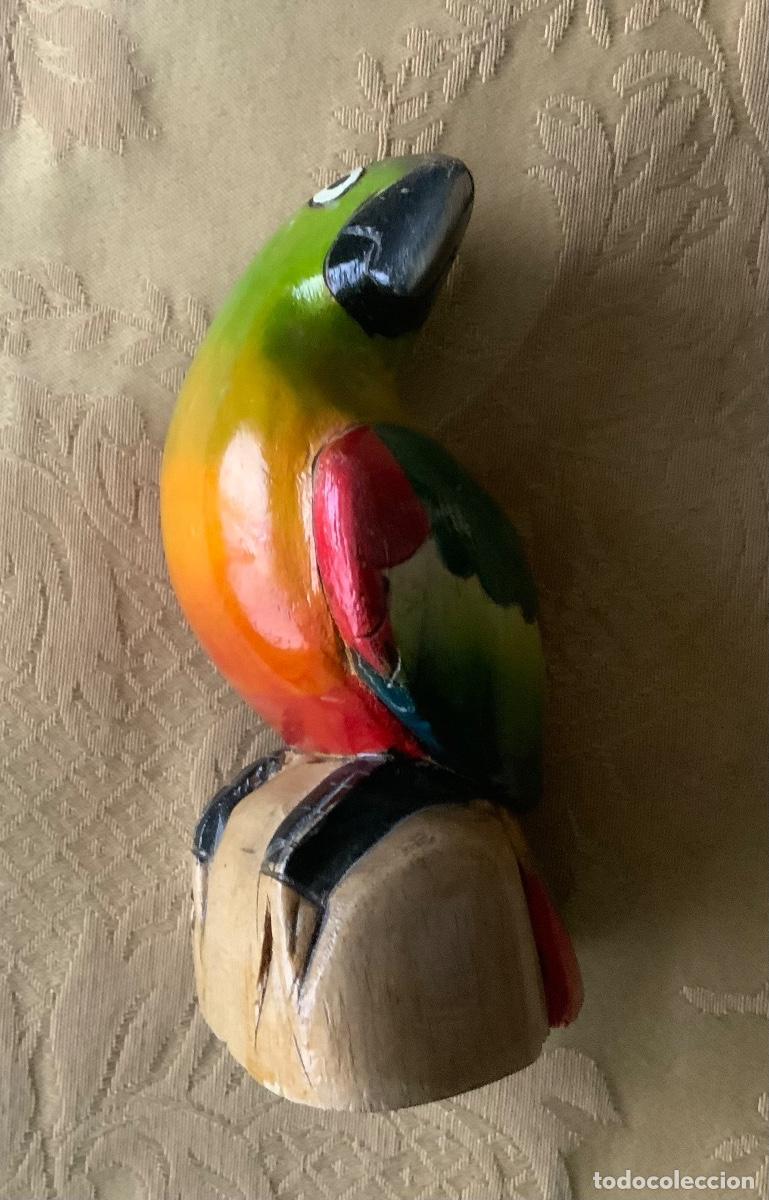 Vintage: LORO DE MADERA TALLADO Y PINTADO A MANO - Foto 8