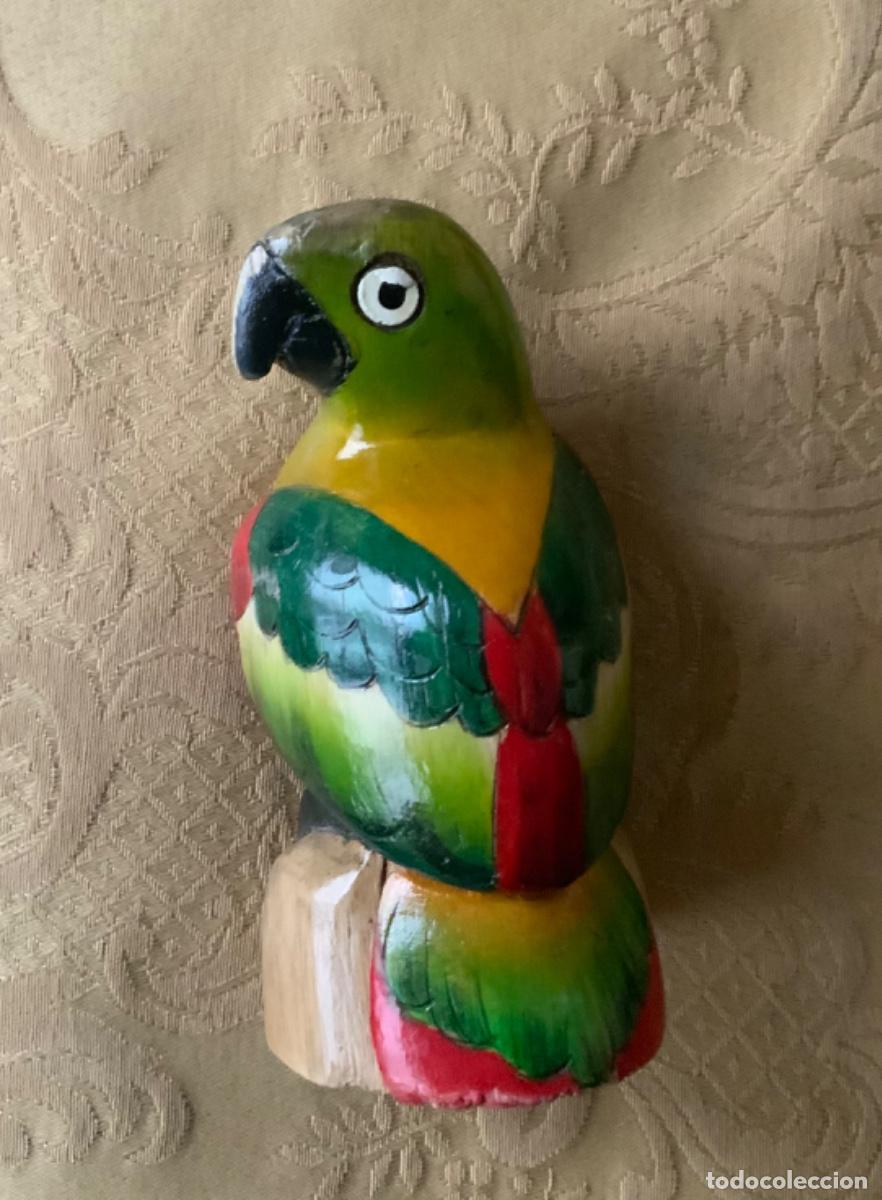 Vintage: LORO DE MADERA TALLADO Y PINTADO A MANO - Foto 10