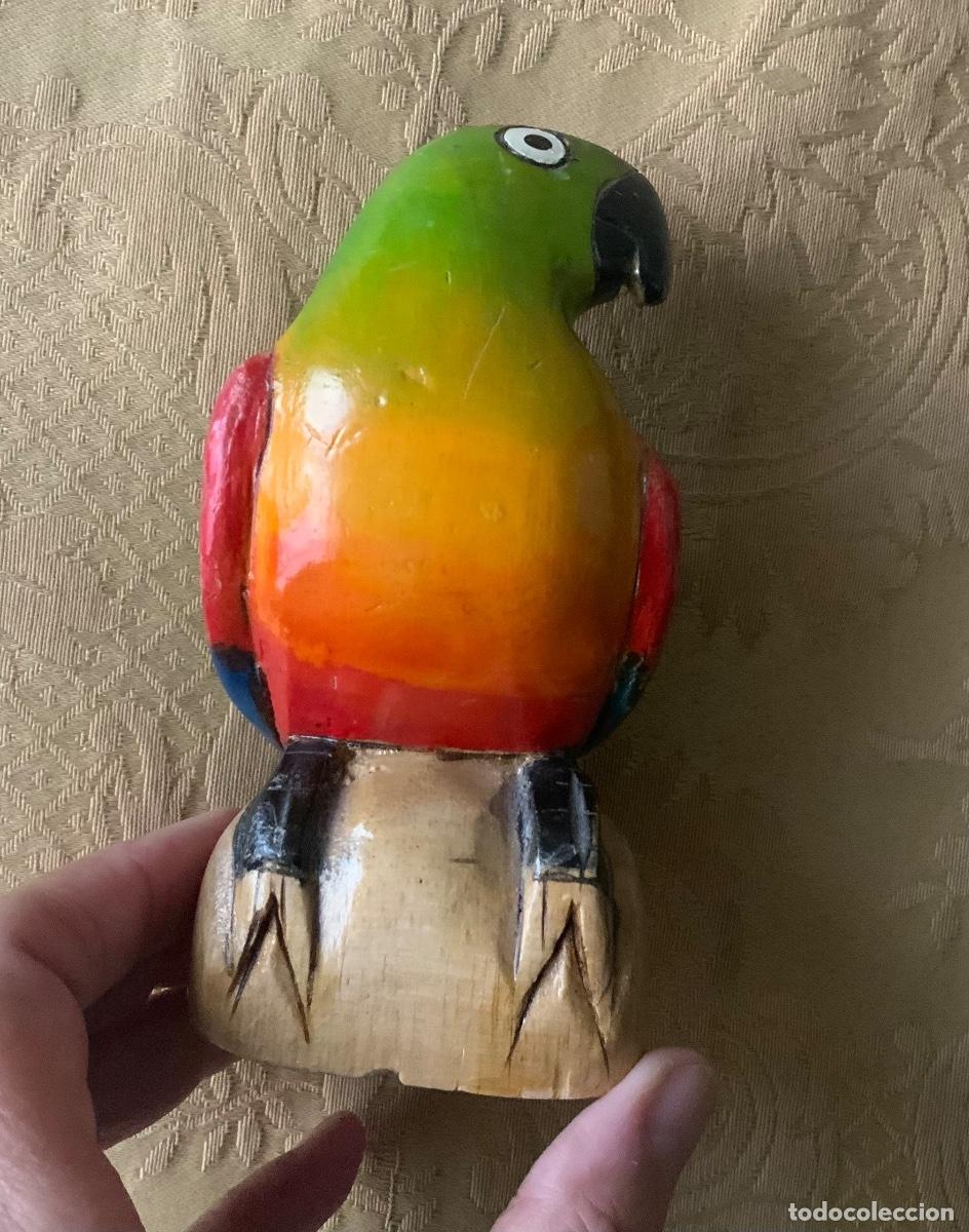 Vintage: LORO DE MADERA TALLADO Y PINTADO A MANO - Foto 11