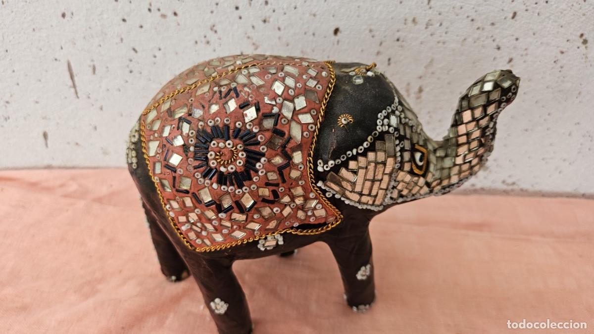 Vintage: figura elefante indu en madera - Foto 2