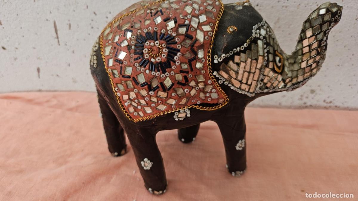 Vintage: figura elefante indu en madera - Foto 3