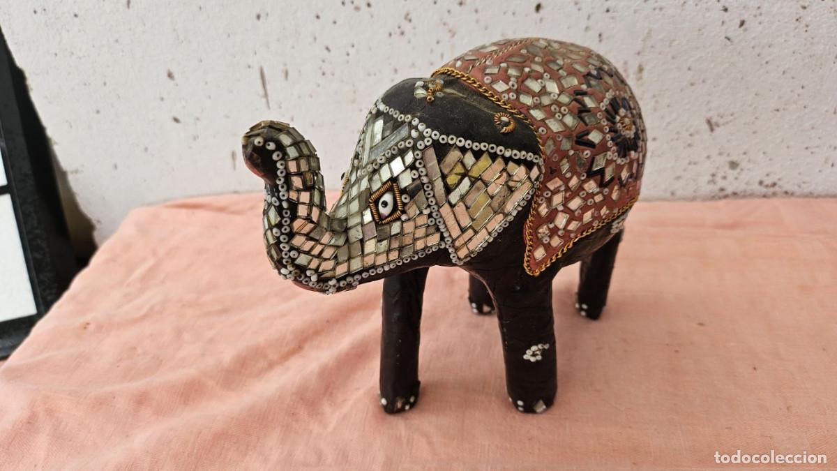 Vintage: figura elefante indu en madera - Foto 4