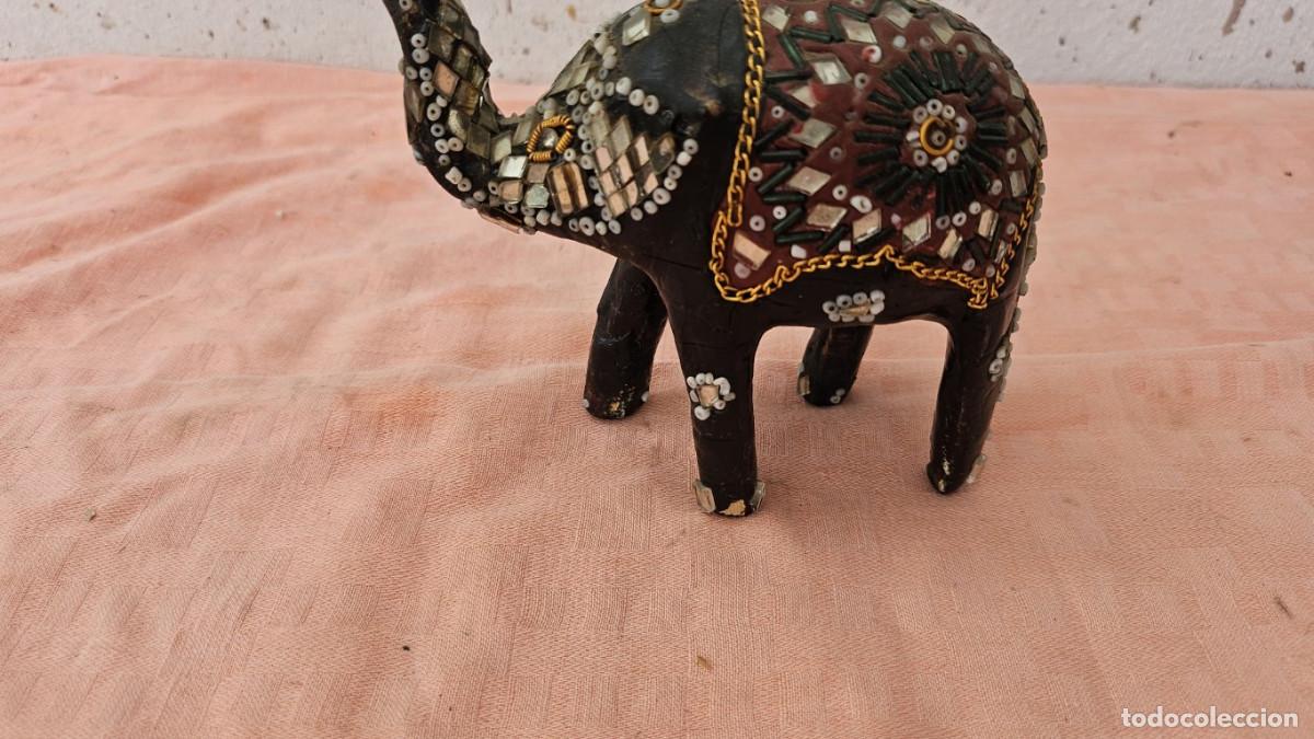 Vintage: figura elefante indu en madera - Foto 1