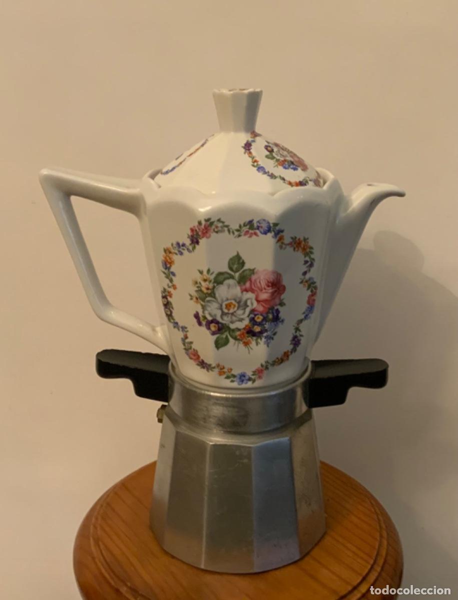 Vintage: ANTIGUA CAFETERA EXPR&Eacute;S ALUMINIO Y LOZA - Foto 2