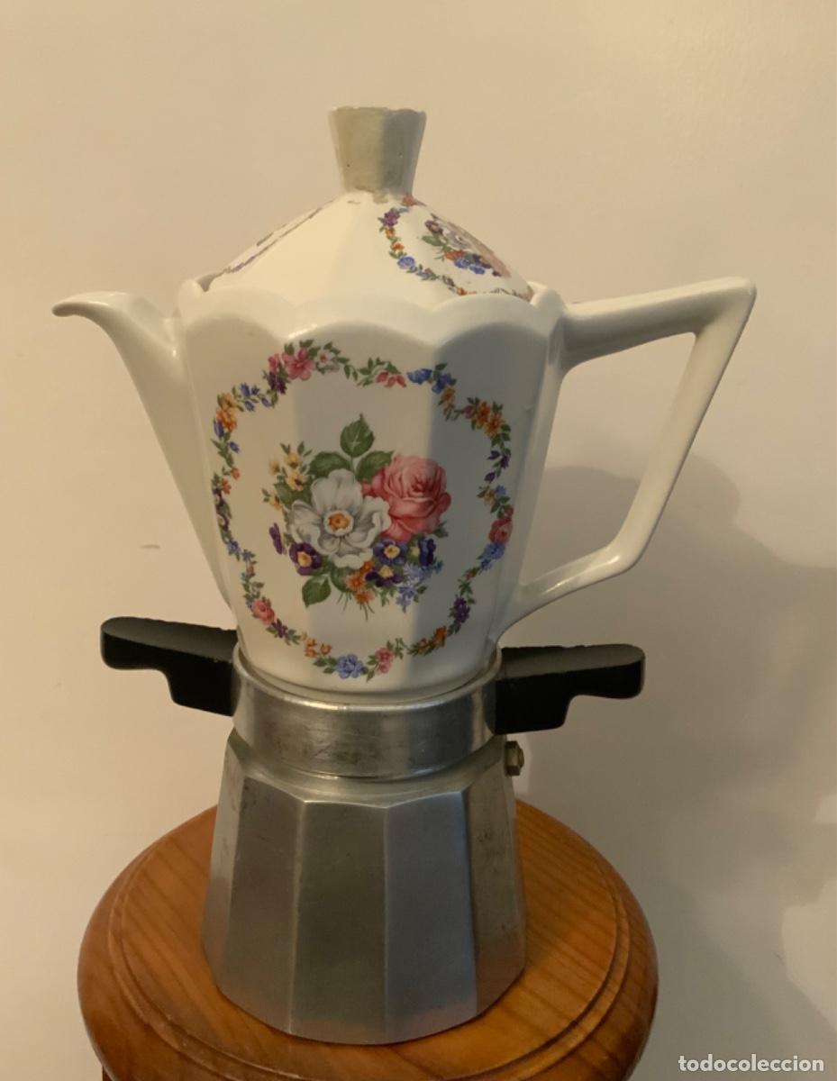 Vintage: ANTIGUA CAFETERA EXPR&Eacute;S ALUMINIO Y LOZA - Foto 4