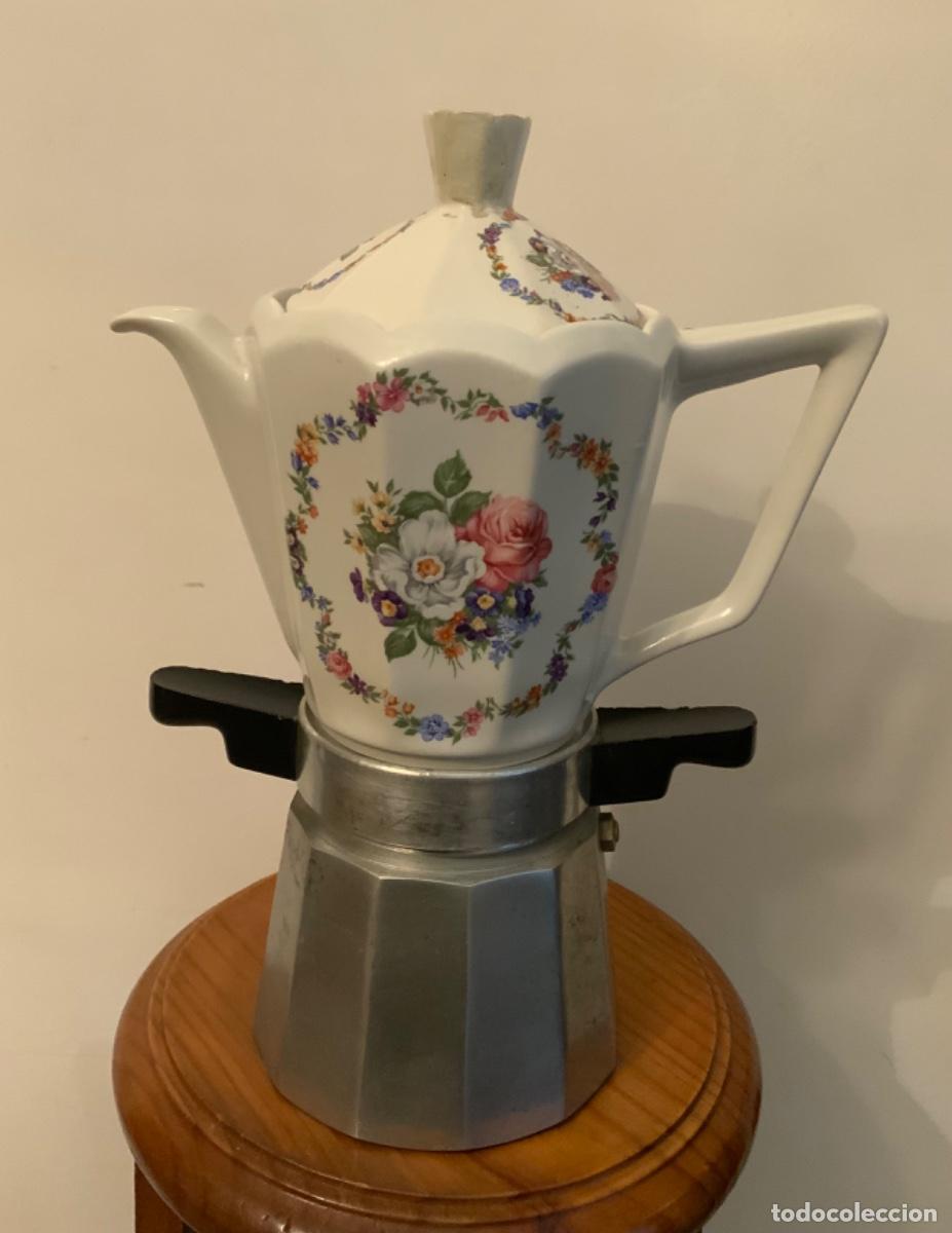 Vintage: ANTIGUA CAFETERA EXPR&Eacute;S ALUMINIO Y LOZA - Foto 8