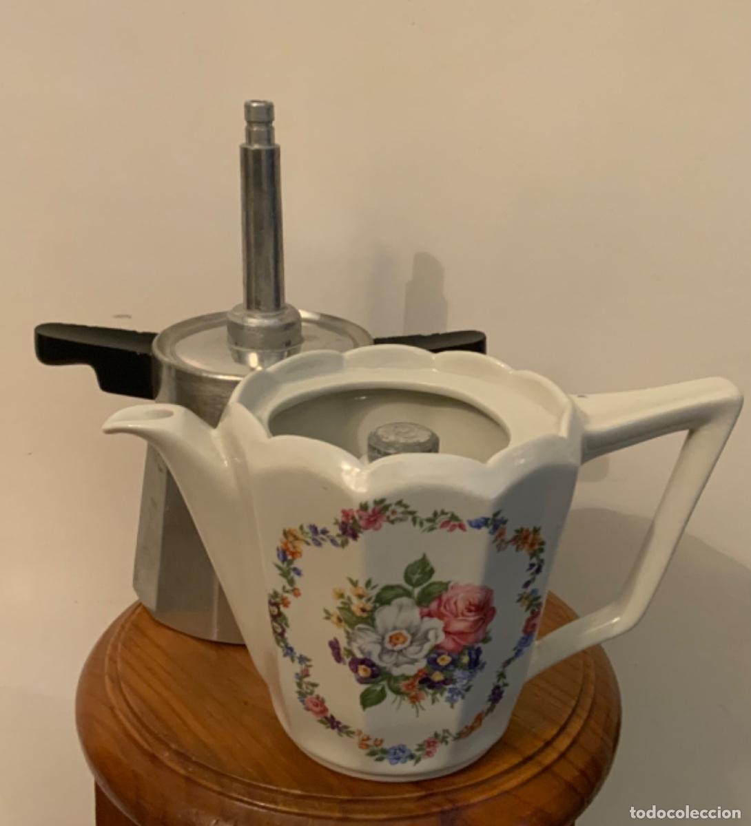 Vintage: ANTIGUA CAFETERA EXPR&Eacute;S ALUMINIO Y LOZA - Foto 12