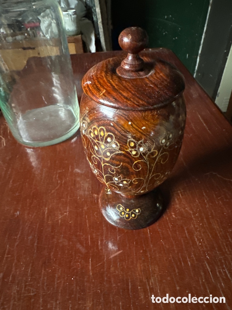 Vintage: Copa de madera con decoraci&oacute;n - Foto 1