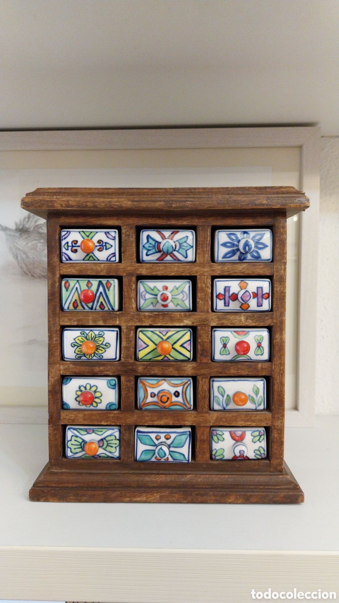 Vintage: Mueble miniatura madera y ceramica - Foto 2