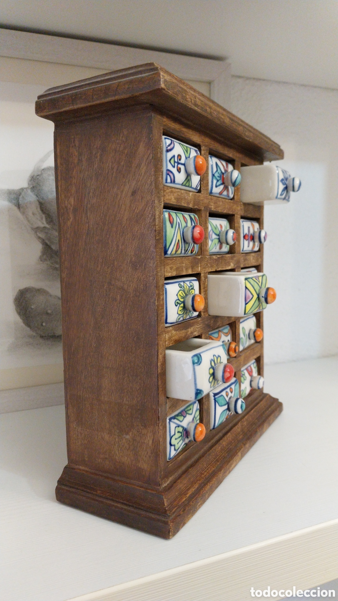 Vintage: Mueble miniatura madera y ceramica - Foto 4