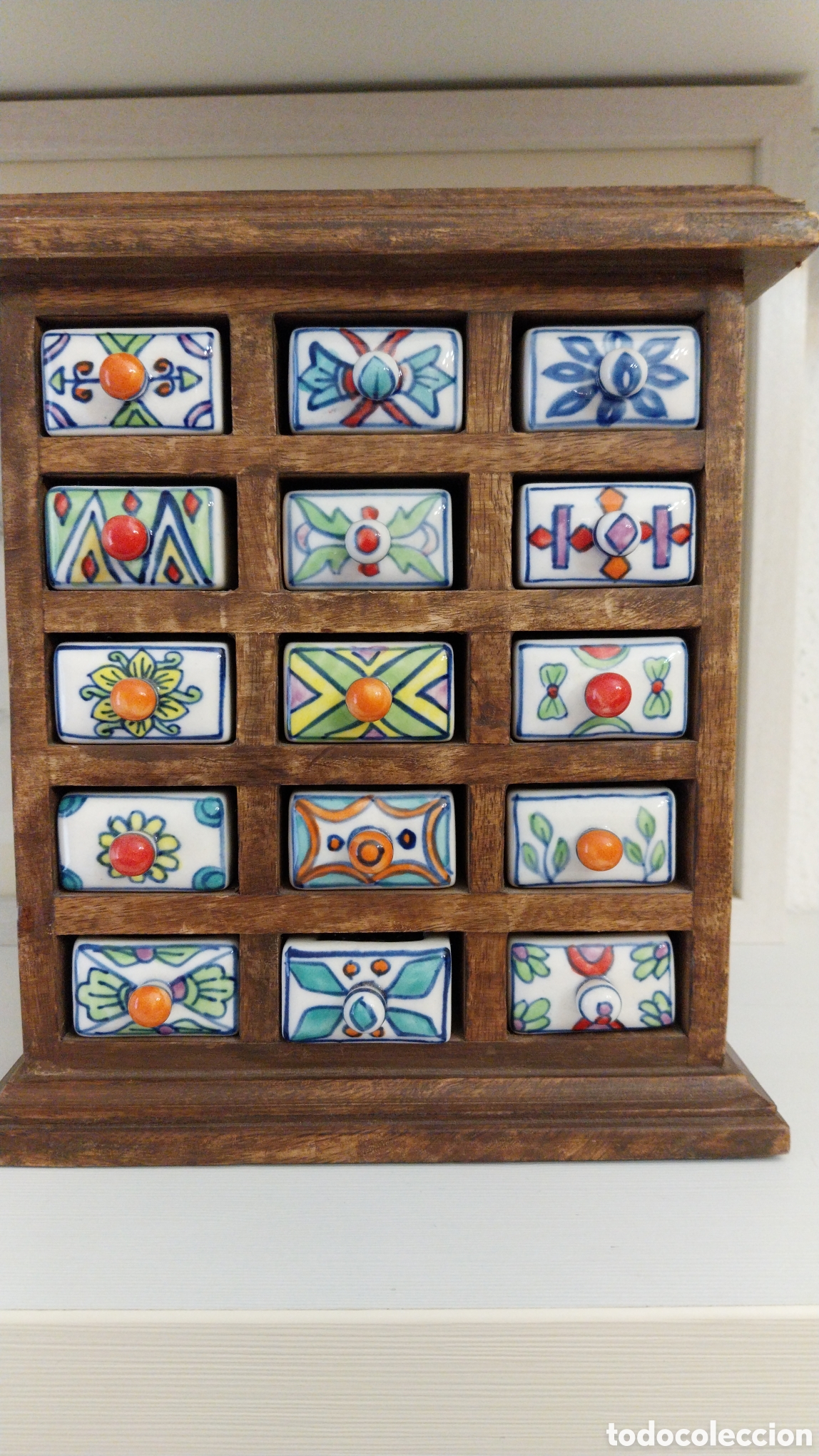 Vintage: Mueble miniatura madera y ceramica - Foto 1