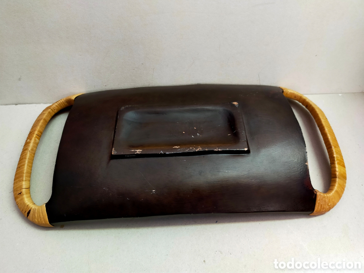Vintage: BANDEJA DE MADERA. 2 ASAS. - Foto 5