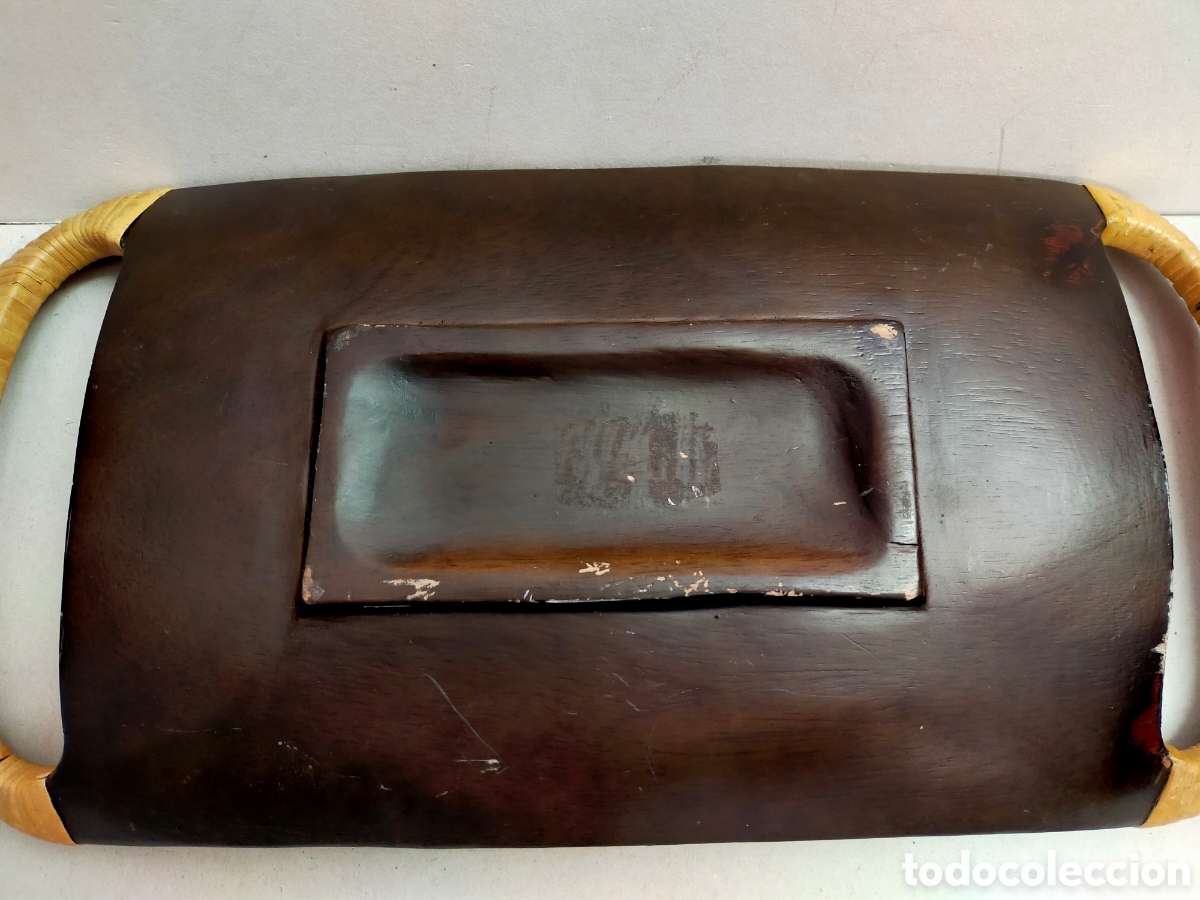 Vintage: BANDEJA DE MADERA. 2 ASAS. - Foto 6